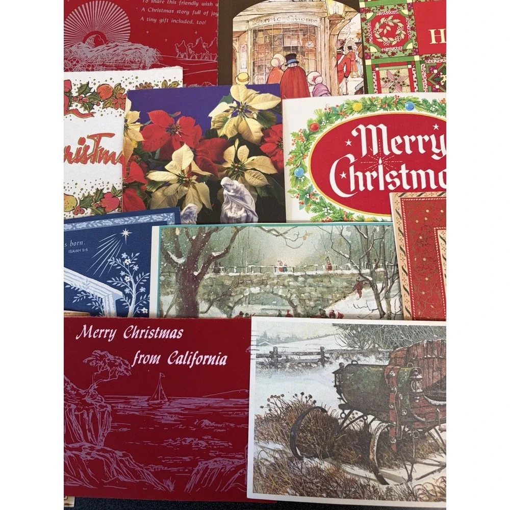 Vintage Christmas Cards Fronts ONLY Traditional Scrapbooking Decoupage Lot 50+